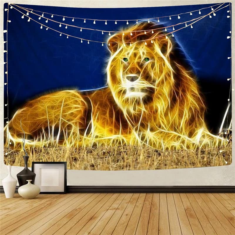 Lion Tapiz Animal Tapestries Anime Tenture Mandala Harajuku Wall Tapestry Lightning Home Tapestrys