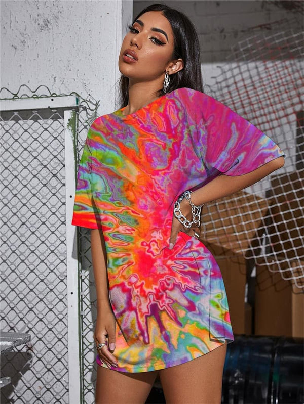 
Tie Dye T-shirt Women Dizziness Gothic Pigment Funny T shirts Harajuku Punk Rock
                