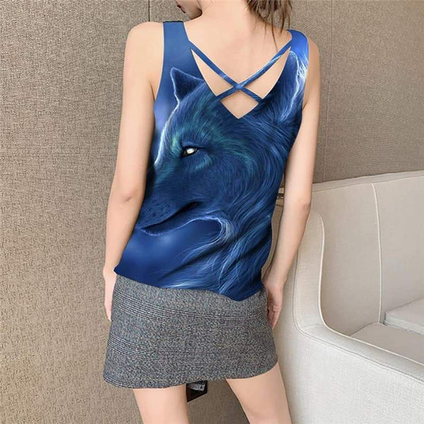 
Wolf Tank Top Women Animal Vest Print Anime Vest Printed Cloud Tank Tops Casual - KYKU
                