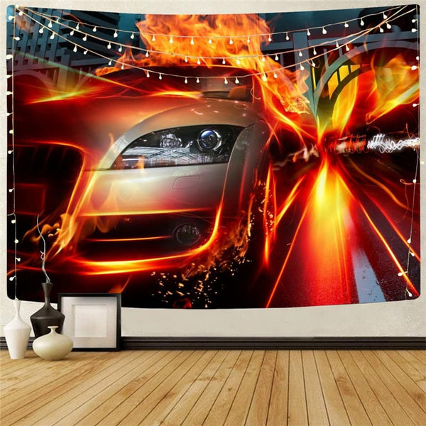 Flame Tapestry Car Tenture Mandala Punk Rock Home Tapestrys Wall Hanging