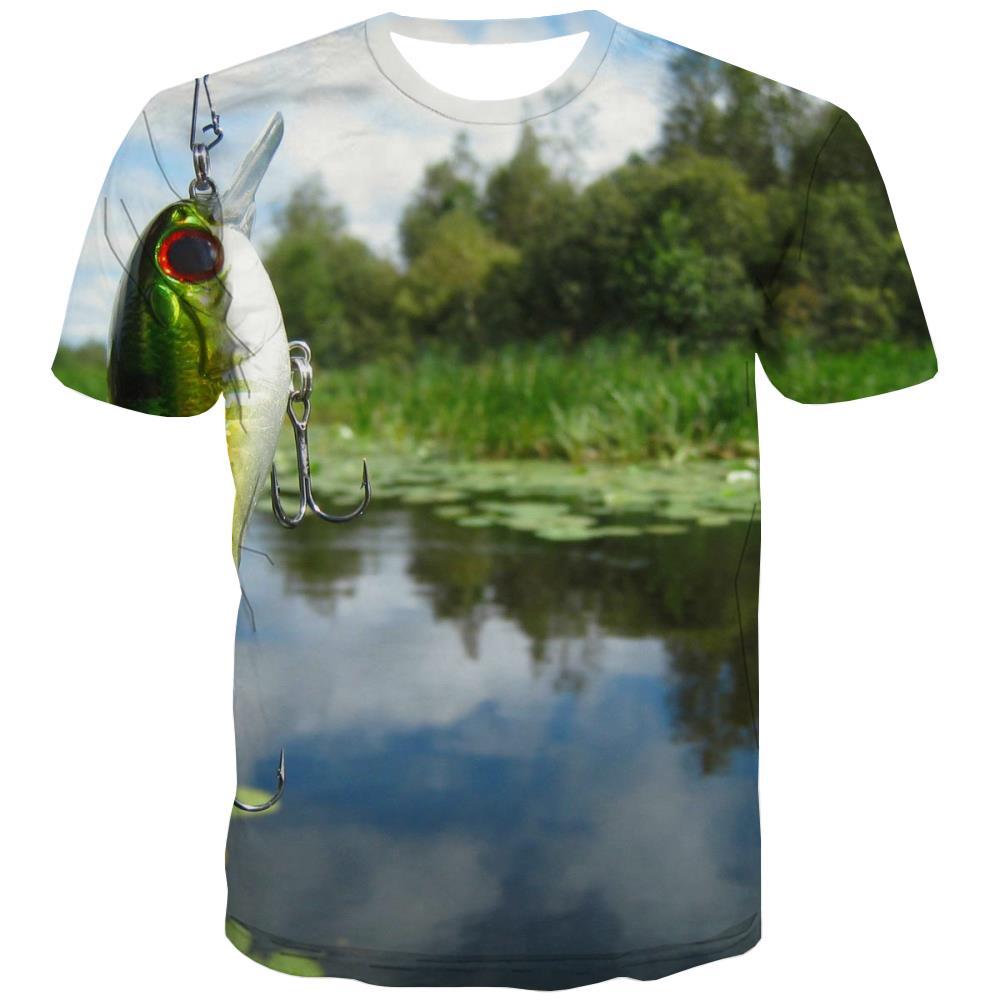 fishing T shirts Men fish Tshirt Anime lake Shirt Print Short Sleeve Punk Rock - KYKU