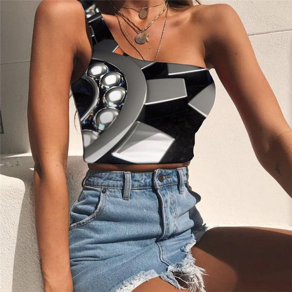 Metal Tank Tops Women Engine Sleeveless Shirt Gear Tees Graphic Harajuku Midriff T shirt