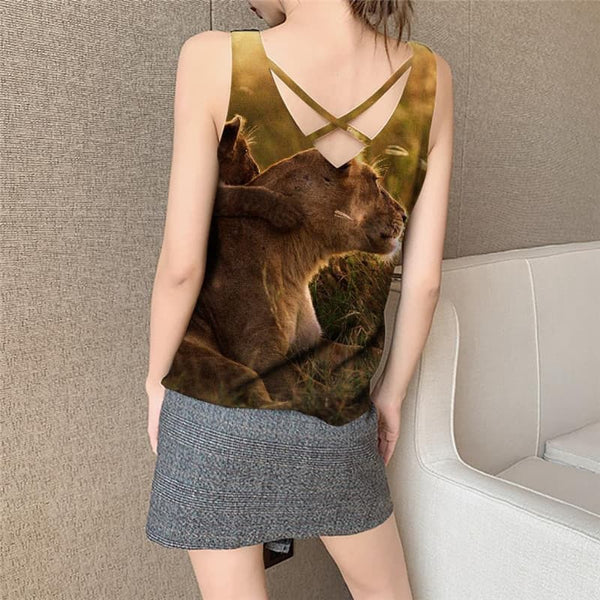 
Lion Tank Top Women Animal Vest Printed Anime Funny Top Lovely Anime Clothes Street Vest Print
                