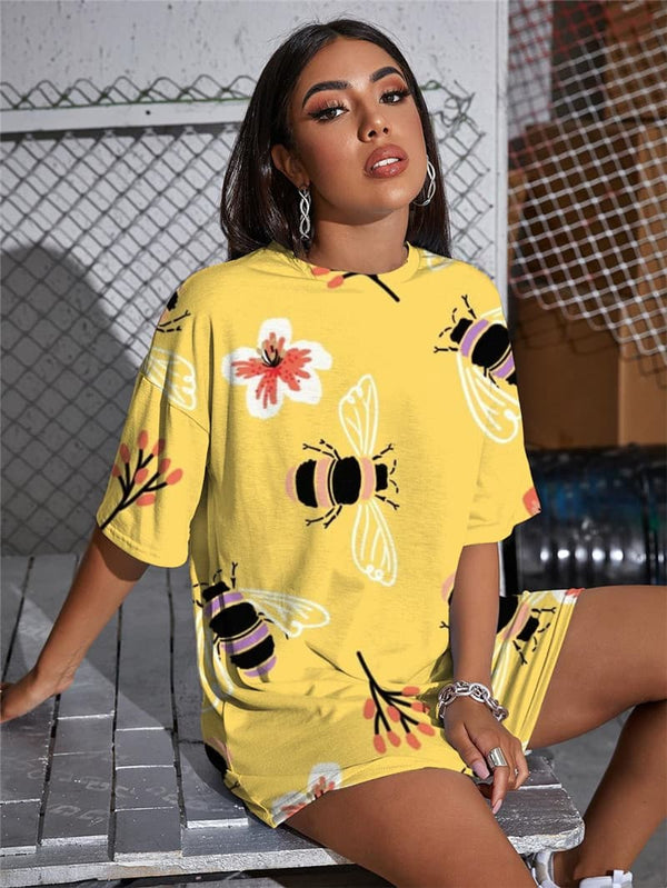 
Bee T-shirt Women Animal Funny T shirts Flower Summer Painting Punk Rock
                