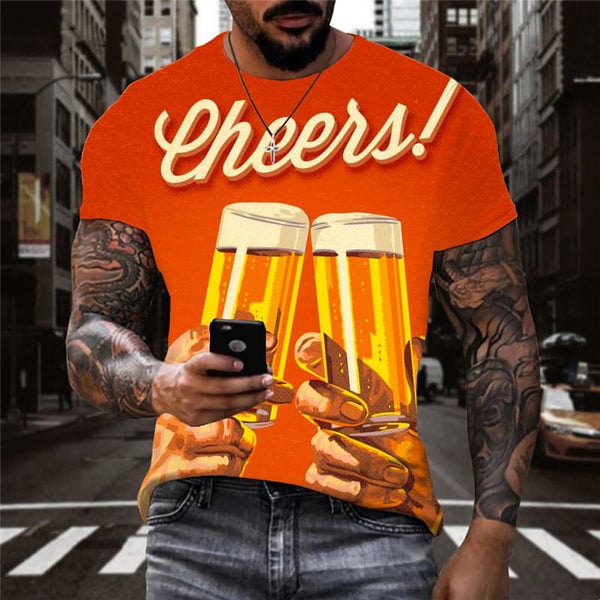 Beer T-shirt Men Novel Anime Clothes Cheers Tshirts Casual Hip Hop Shirt Print