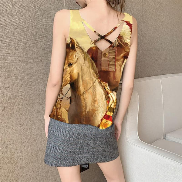 
Indios Tank Top Women Horse Funny Top War Sleeveless 3d Womens Clothing
                