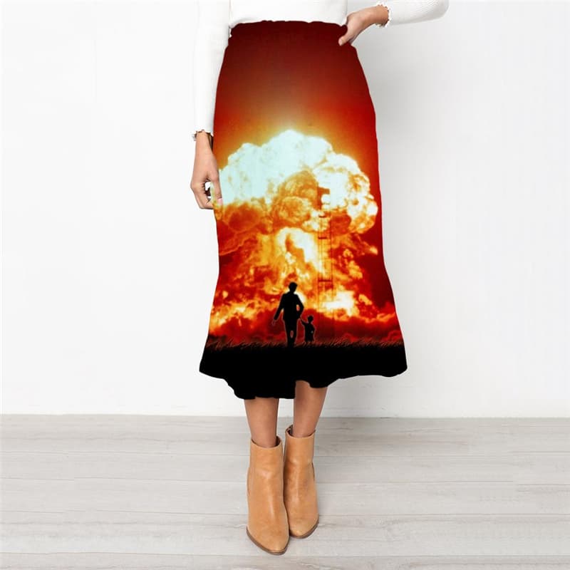 Flame Skirt Women Landscape Skirt Ladies Harajuku School skirt Womens Clothing