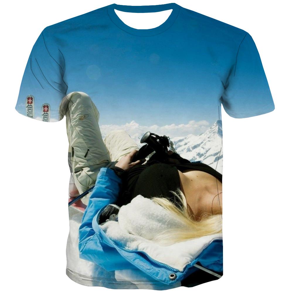 Ski T shirts Men White Shirt Print Movement Tshirt Printed Snowfield T shirts Funny