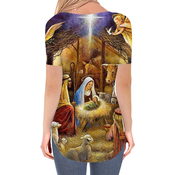 
Jesus T Shirt Women Christian Shirt Print Angel Tshirts Printed Animal V-neck Tshirt Galaxy Funny T shirts
                