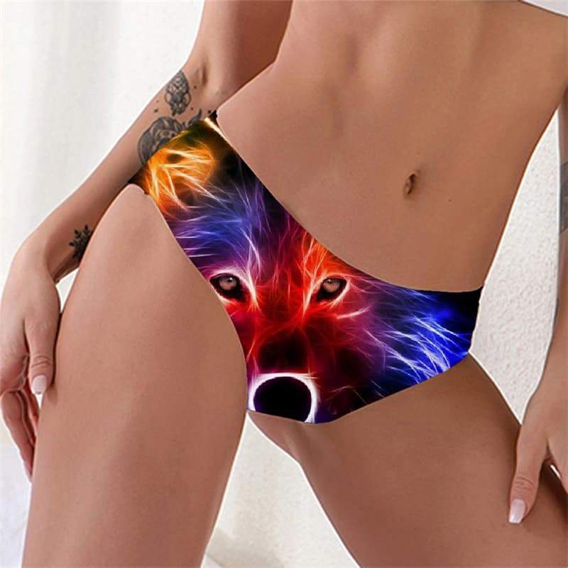 Wolf Panties Women Animal Lingerie Female Anime Underwear Psychedelic Pantys Color Tanga - KYKU