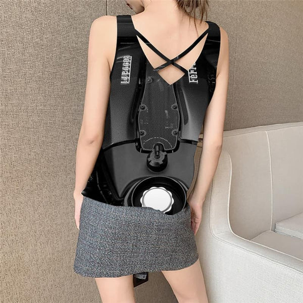 
Metal Tank Top Women Engine Vest Printed Gear Anime Clothes Engine Vest Print Punk Funny Top
                
