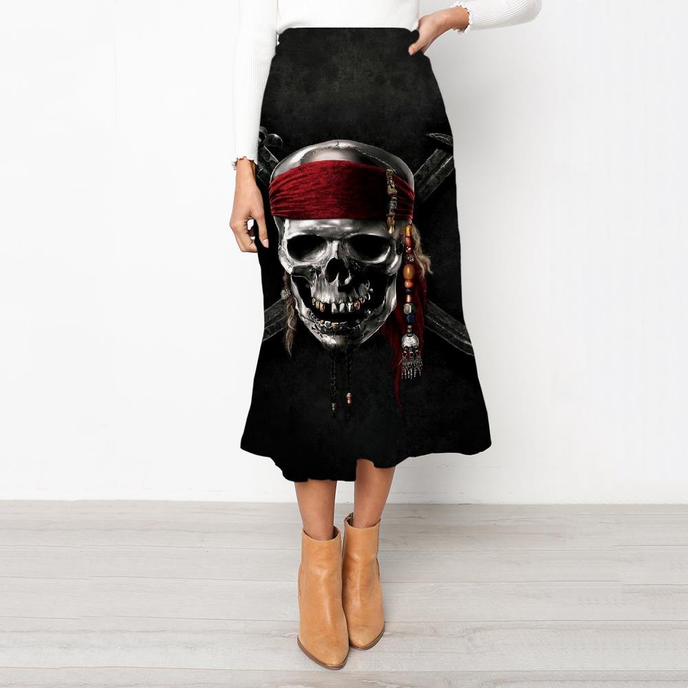 Skull Skirts Women Punk School skirt Pirate Skirt Ladies Knife Rock Frauen - KYKU