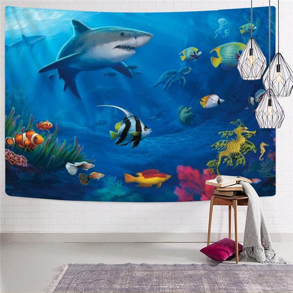 
Shark Tapiz Fish Wall Tapestry Animal Home Tapestrys Ocean Tapestries Blue Rug Wall
                