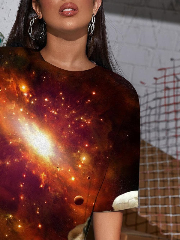 
Dog T Shirt Women Galaxy Summer Space Gothic Universe Punk Rock Womens Clothing
                