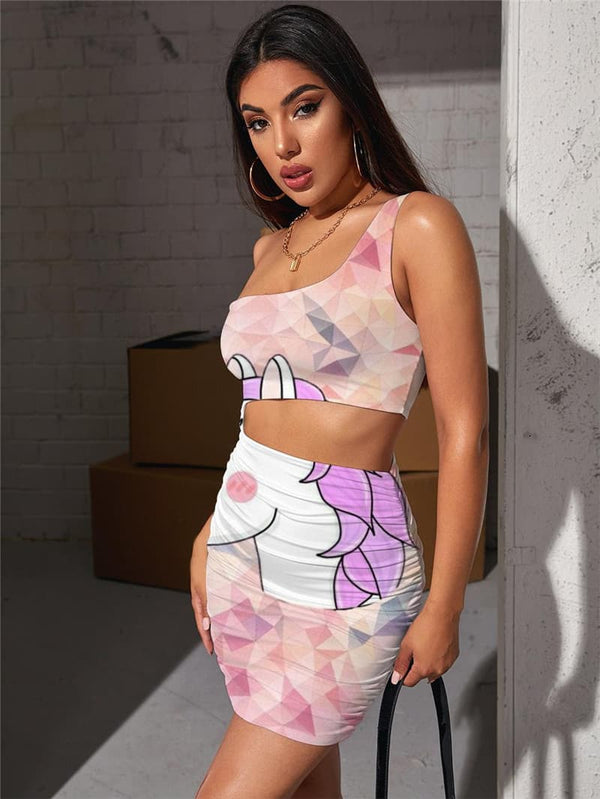 
Unicorn Dress Women Moon Bodycon Dress Colorful Vestido Sexy Universe Pleating Cloud Halter Sleeveless
                