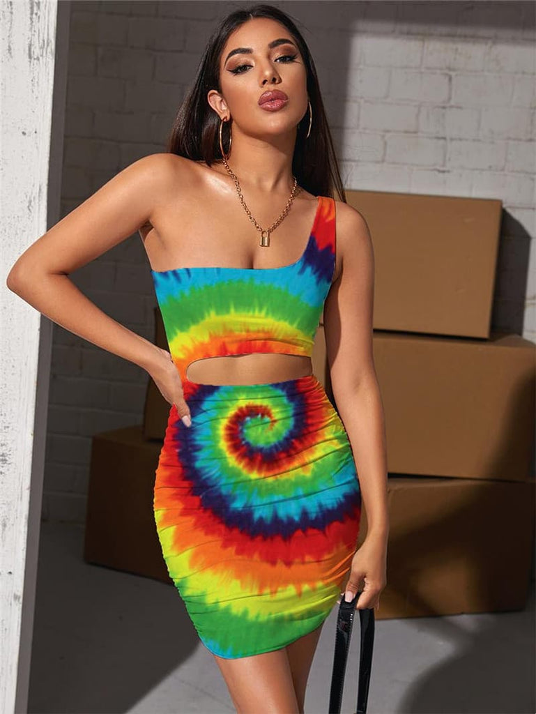 Dizziness Dress Women Colorful Vestido Sexy Rainbow 3d Print Art Halter Sleeveless