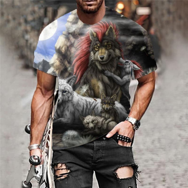
Wolf T shirt Men Animal Shirt Print Home Tshirts Casual Mens Clothing Punk Rock
                