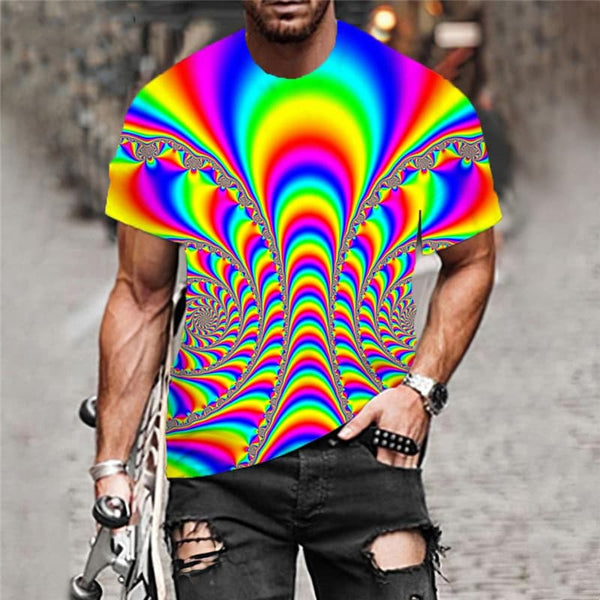 
Dizziness T shirt Men Colorful Shirt Print Rainbow Funny T shirts Gradient Anime Clothes
                