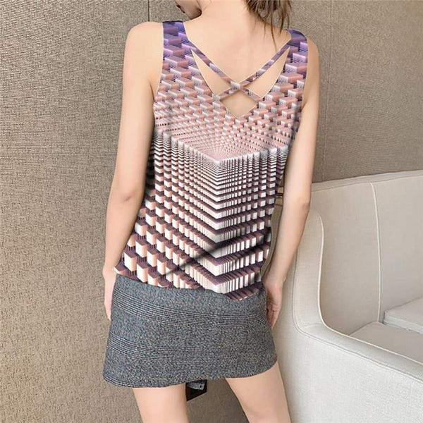 
Geometric Tank-Top women Psychedelic Funny Top Vortex Sleeveless 3d Yellow Vest Print - KYKU
                