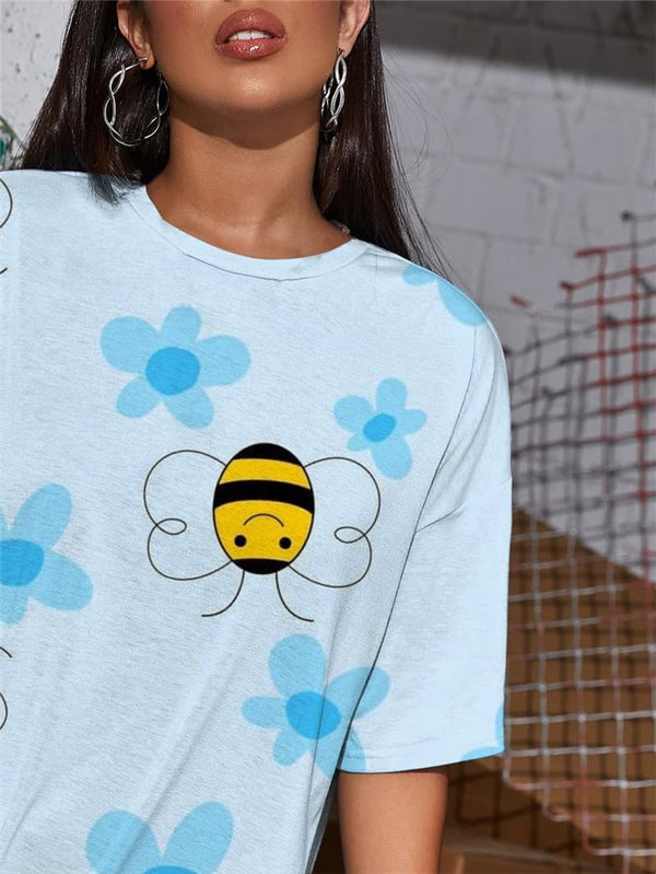 
Bee T Shirt Women Animal Punk Rock Lovely Gothic Flower T-shirts 3d
                