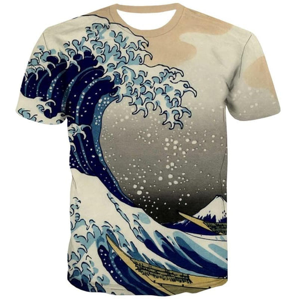 
Surf T shirt Men Waves Anime Clothes Ocean Shirt Print Sail Funny T shirts
                