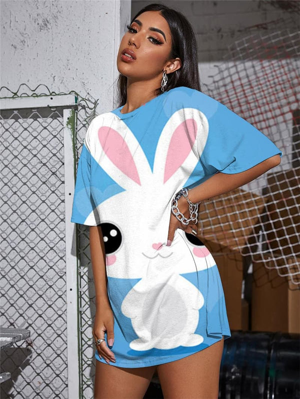 
Rabbit T-shirt Women Animal Summer Lovely Funny T shirts Home Tshirt Printed
                