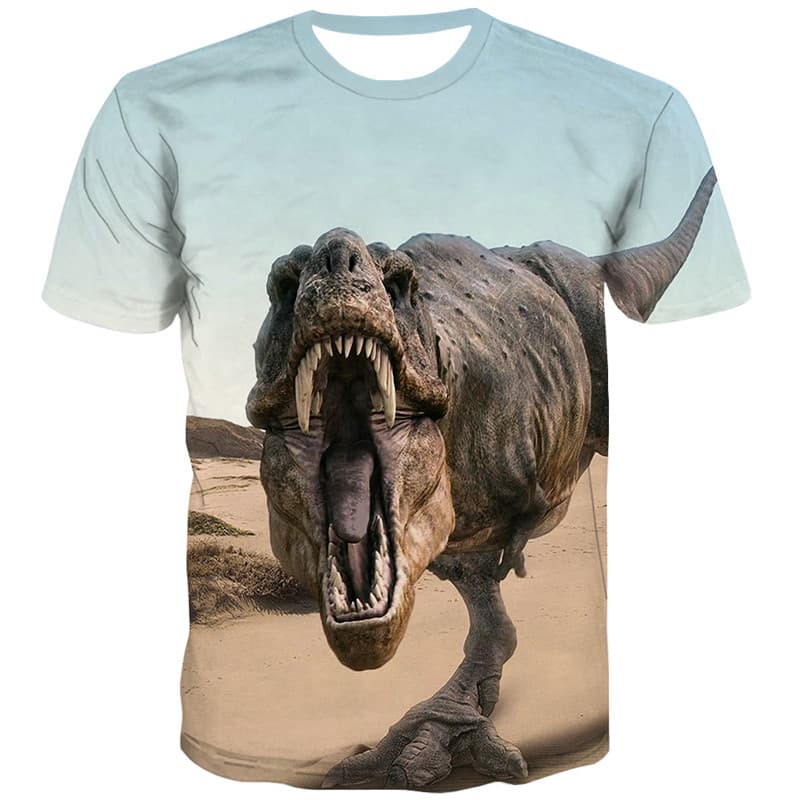 Dinosaur T-shirt Men Ferocious Tshirts Cool Harajuku Tshirt Anime Funny T-shirts Graphic Street Tshirts Casual - KYKU