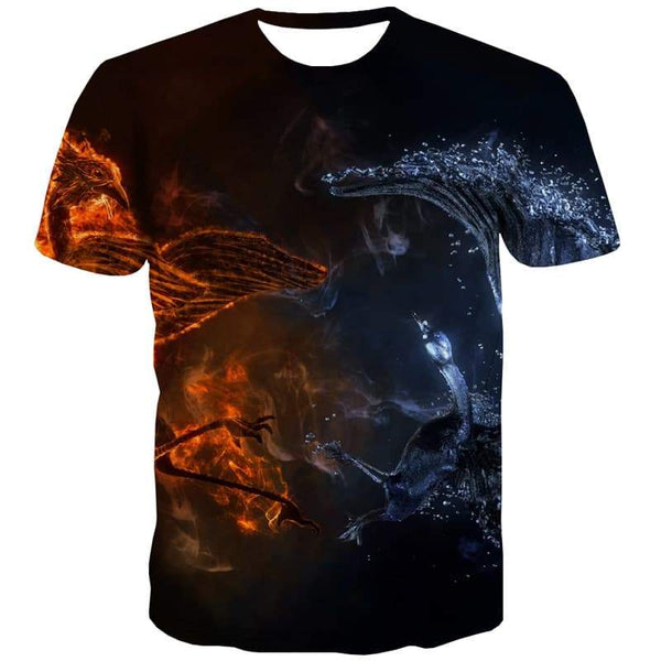 Flame T shirts Men Eagle Tshirts Cool Animal T shirts Funny Water T-shirts 3d Harajuku T-shirts Graphic - KYKU