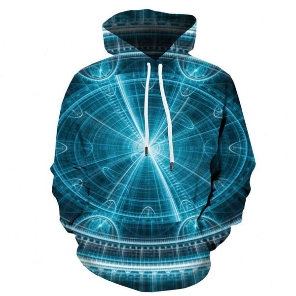 Psychedelic Hoodie Men Abstract Hoody Anime Metal Hooded Casual Technology Sweatshirt Printed - KYKU