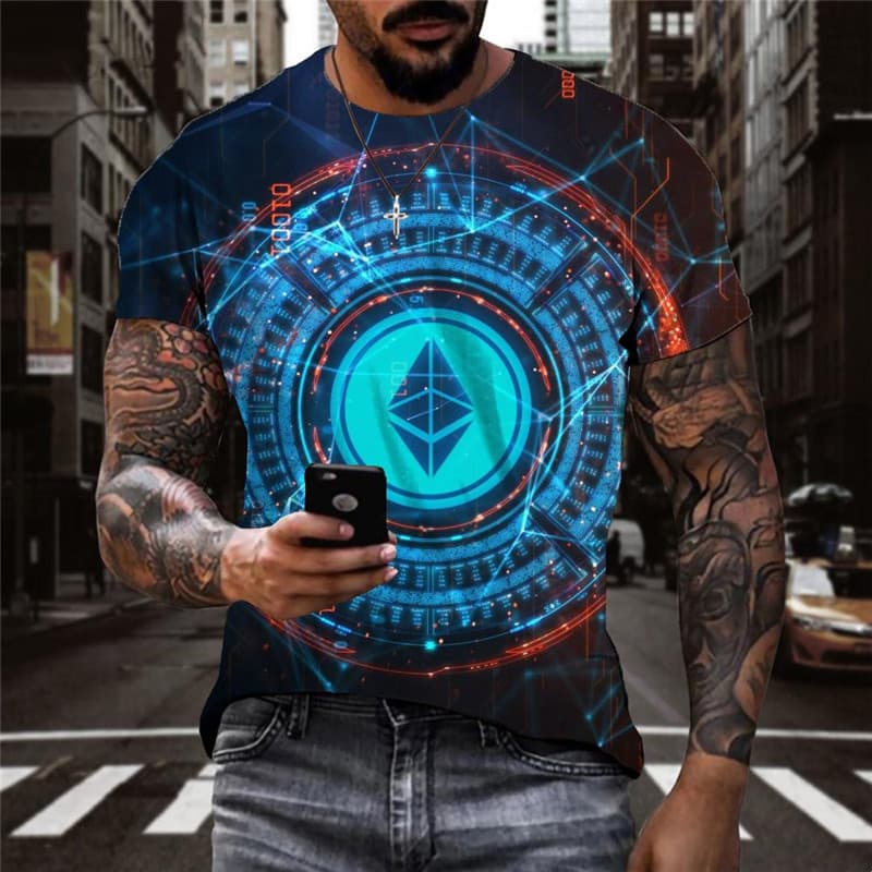 Ethereum T-shirt Men Retro Shirt Print Art Tshirt Printed Harajuku Anime Clothes