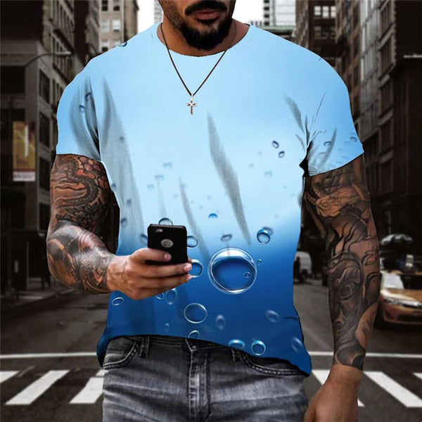 Raindrop T shirt Men Blue Funny T shirts Art Anime Clothes Novel Tshirts Casual