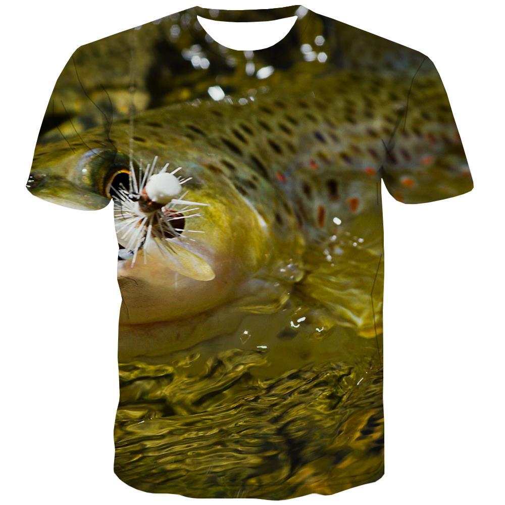 fishing T shirts Men fish T-shirts 3d Short Sleeve summer Digital Slim Big Size - KYKU