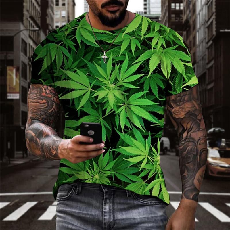Weeds T-shirt Men Leaves Tshirt Printed Green T-shirts 3d Harajuku Tshirts Casual