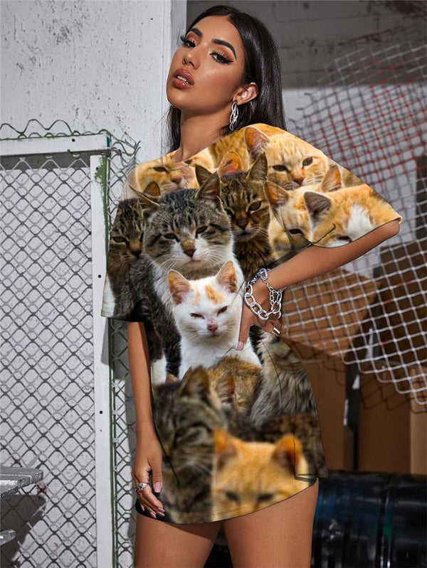 
Cat T-shirt Women Animal Funny T shirts Home Shirt Print Lovely Punk Rock Harajuku Tshirt Printed
                