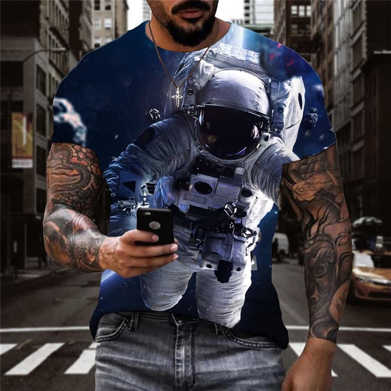 Astronaut T-shirt Men Sky T-shirts 3d Universe Shirt Print Earth Funny T shirts