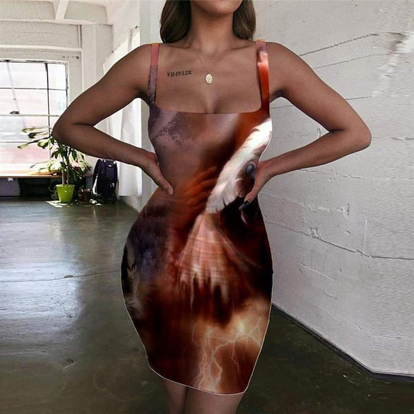 Indios Dress Women Wolf Ladies Dresses Lovely Vestido Sexy Womens Clothing - KYKU