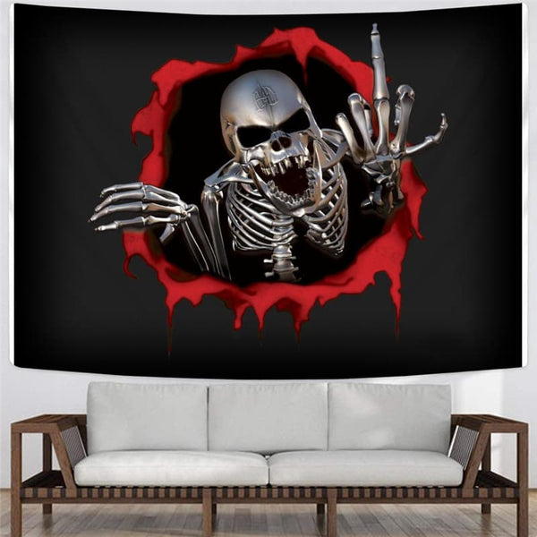 
Skull Tapiz Punk Tenture Mandala Blood Tapestries Gesture Home Tapestrys Metal Rug Wall
                