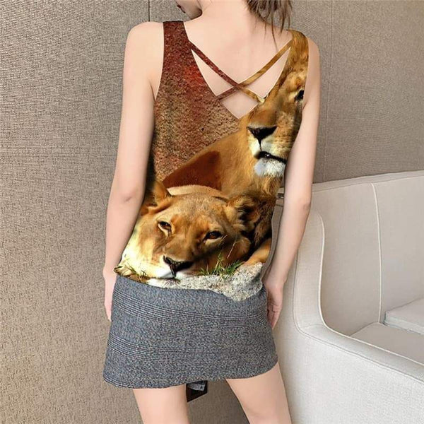 
Lion Tank Top Women Animal Tank Tops Casual Anime Sleeveless 3d Lovely Funny Top Family Vest Printed - KYKU
                