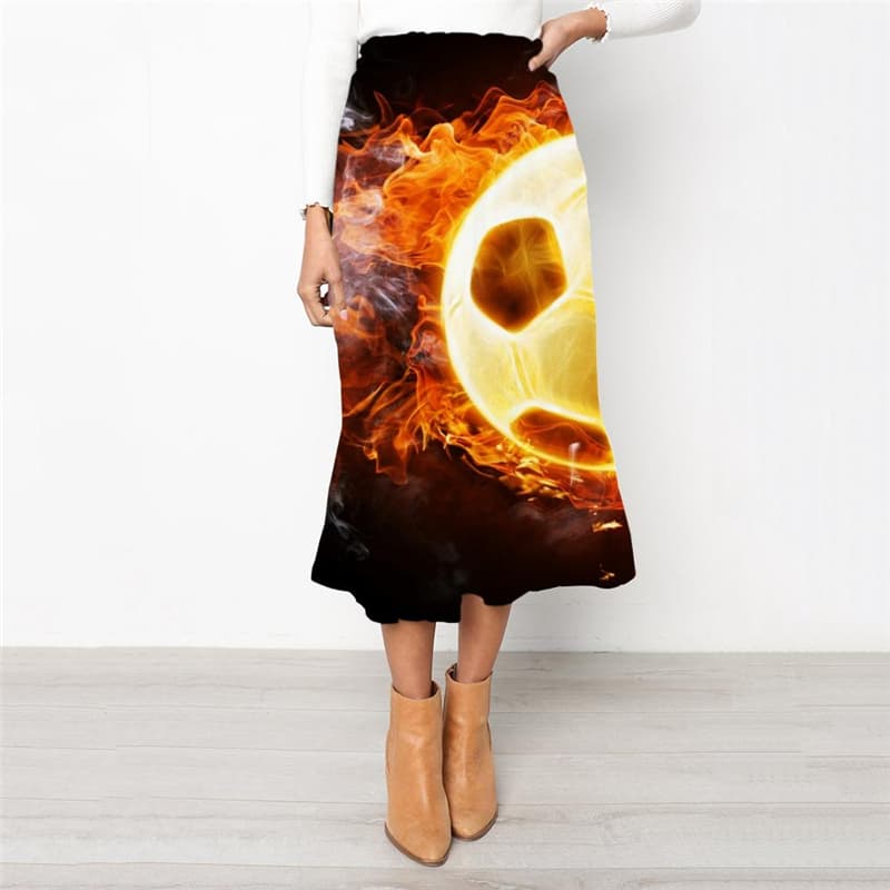 Flame Skirt Women Ball Rock Frauen Movement High waist skirts Hip Hop School skirt