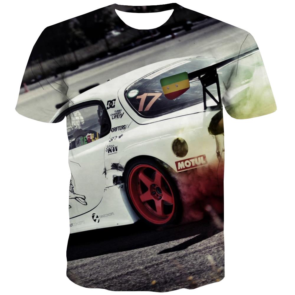 Racing Car T-shirt Men Metal Tshirts Cool City T-shirts 3d Gray Tshirt Anime Retro Tshirt Printed