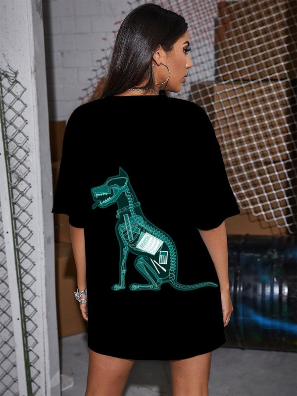 
Animal T Shirt Women Skeleton Gothic Hip Hop Shirt Print Rock Tshirt Printed
                