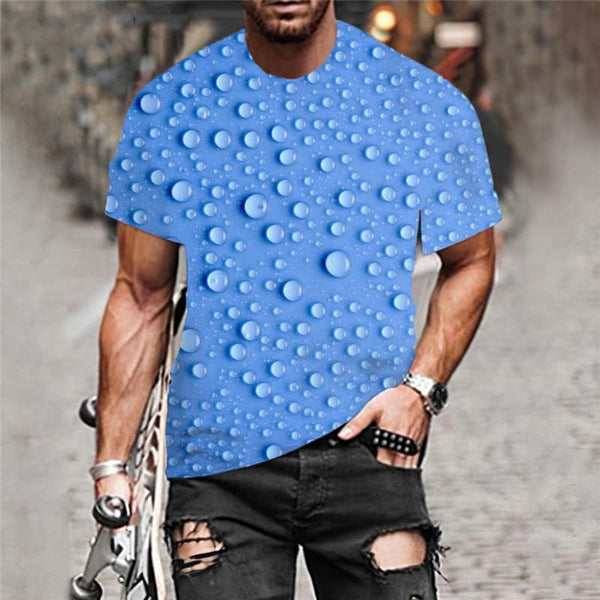 
Raindrop T shirt Men Blue T-shirts 3d Novel Tshirts Casual Retro Anime Clothes
                