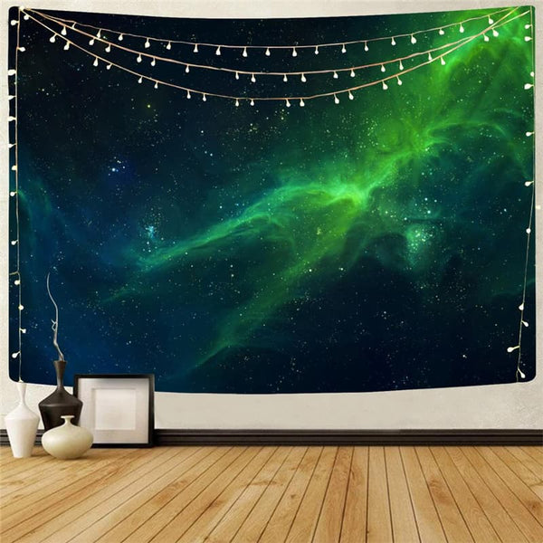 Galaxy Tapiz Space Home Tapestrys Universe Rug Wall Nebula Tenture Mandala Green Tapestries