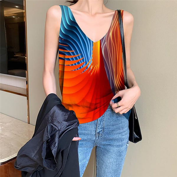 Abstract Tank-Top women Colorful Vest Print Dizziness Anime Clothes Funny Vest Printed