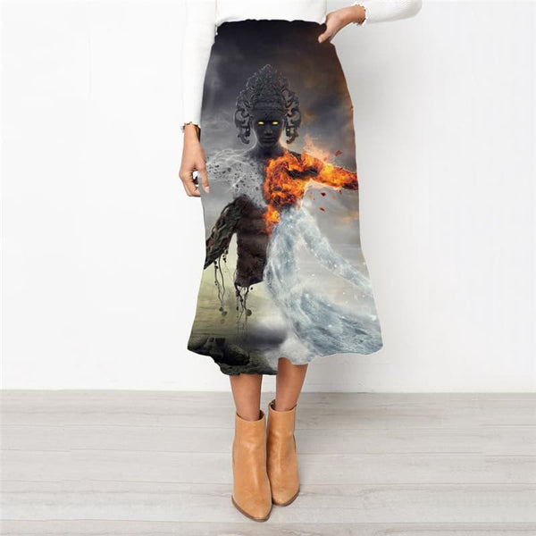Flame Skirt Women Tornado Rock Frauen Party School skirt Womens Clothing Vintage