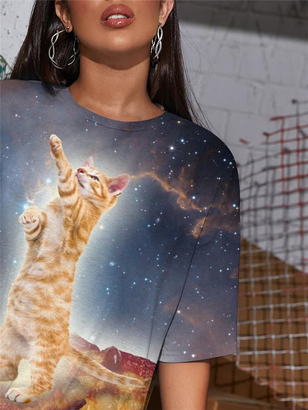 
Cat T Shirt Women Animal T-shirts 3d Galaxy Shirt Print Nebula Tshirt Printed Space Funny T shirts
                