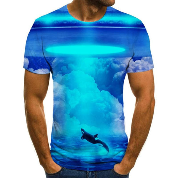 
Fish T-shirt Men Animal Tshirts Casual Ufo Anime Clothes Mens Clothing T shirts
                