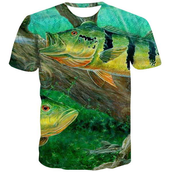 fishing T-shirt Men fish Tshirts Cool Short Sleeve Hip hop Tee O
