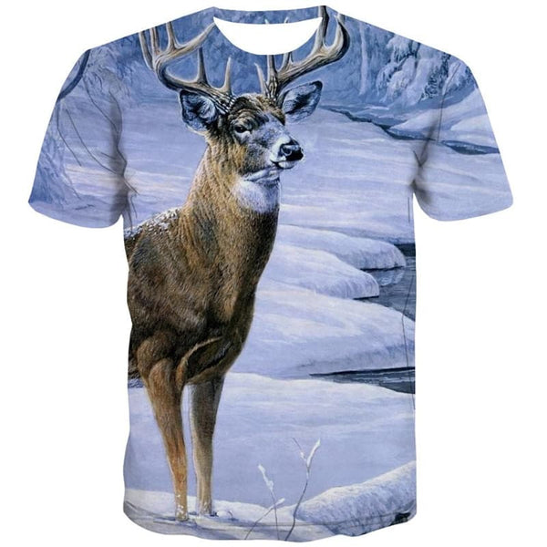 
Deer T shirt Men Christmas Shirt Print Landscape Tshirts Casual Snow Anime Clothes
                