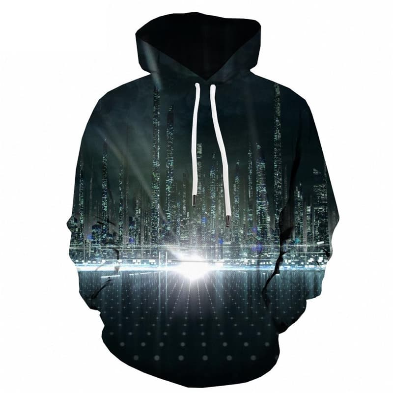 City Sweatshirts men Aurora Hooded Casual Black Hoody Anime Unisex Hip Hop - KYKU